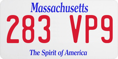 MA license plate 283VP9