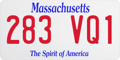 MA license plate 283VQ1