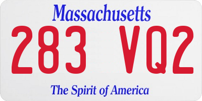 MA license plate 283VQ2