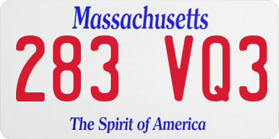 MA license plate 283VQ3