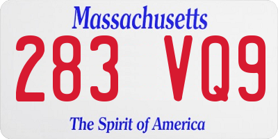 MA license plate 283VQ9