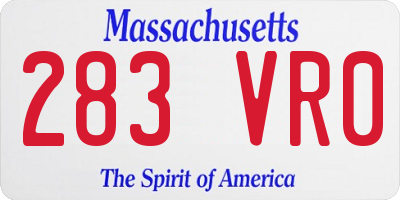 MA license plate 283VR0