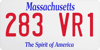 MA license plate 283VR1