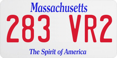 MA license plate 283VR2