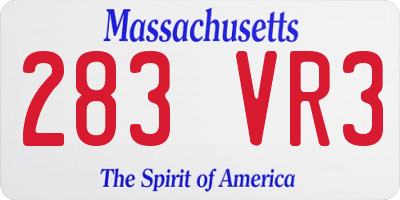 MA license plate 283VR3