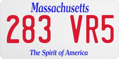MA license plate 283VR5