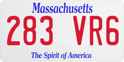 MA license plate 283VR6