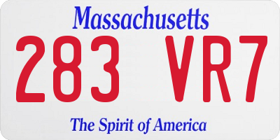 MA license plate 283VR7