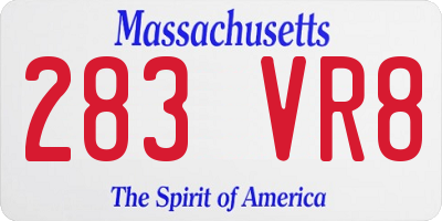 MA license plate 283VR8