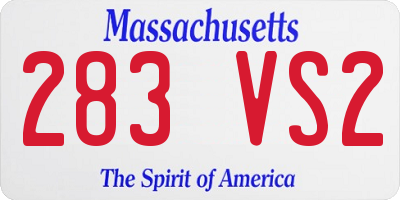 MA license plate 283VS2