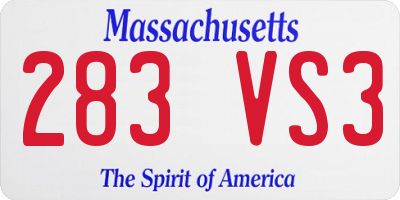 MA license plate 283VS3