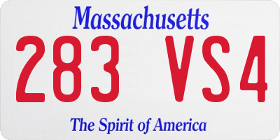 MA license plate 283VS4