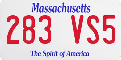 MA license plate 283VS5