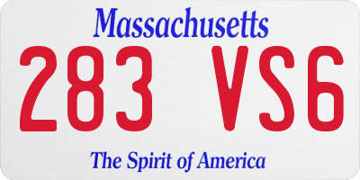 MA license plate 283VS6
