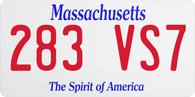 MA license plate 283VS7
