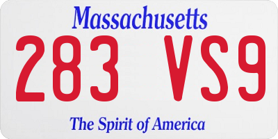 MA license plate 283VS9