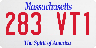 MA license plate 283VT1
