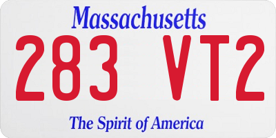 MA license plate 283VT2