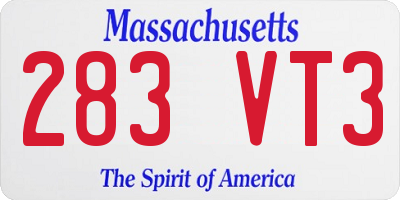 MA license plate 283VT3