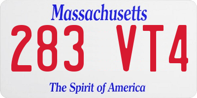 MA license plate 283VT4