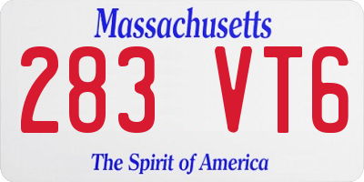 MA license plate 283VT6