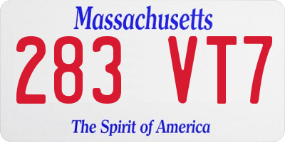 MA license plate 283VT7