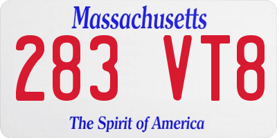 MA license plate 283VT8