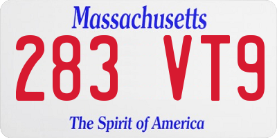 MA license plate 283VT9