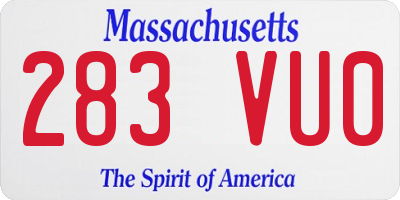 MA license plate 283VU0