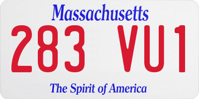 MA license plate 283VU1