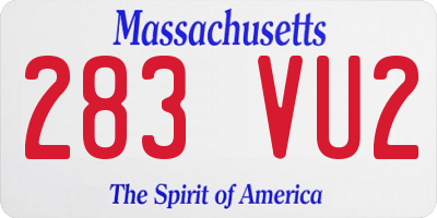 MA license plate 283VU2