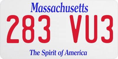 MA license plate 283VU3