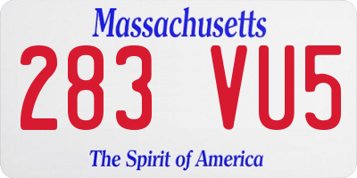 MA license plate 283VU5
