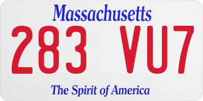 MA license plate 283VU7