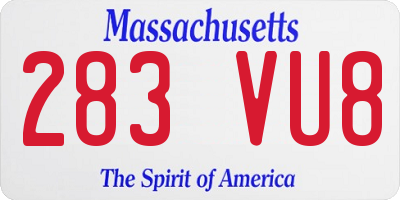 MA license plate 283VU8