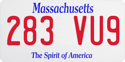 MA license plate 283VU9