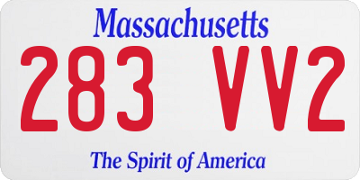 MA license plate 283VV2