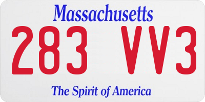 MA license plate 283VV3