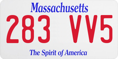 MA license plate 283VV5