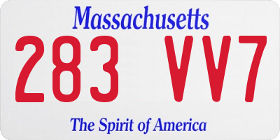 MA license plate 283VV7