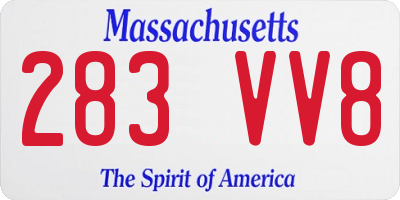 MA license plate 283VV8