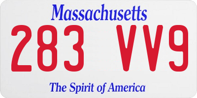MA license plate 283VV9