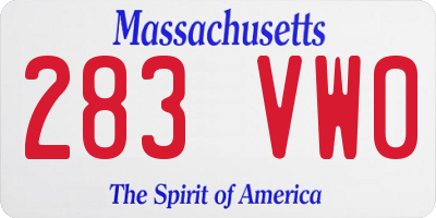 MA license plate 283VW0