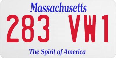 MA license plate 283VW1