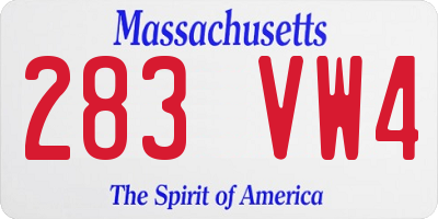 MA license plate 283VW4