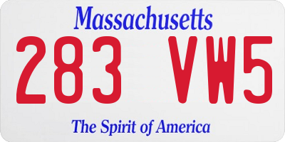 MA license plate 283VW5