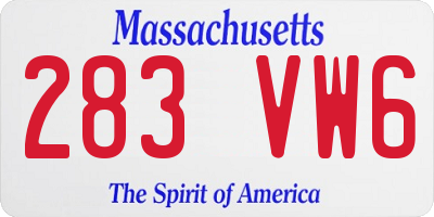 MA license plate 283VW6
