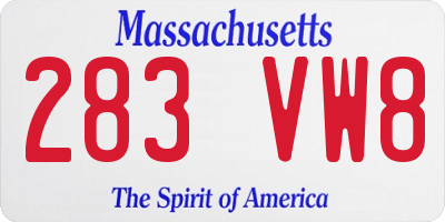 MA license plate 283VW8