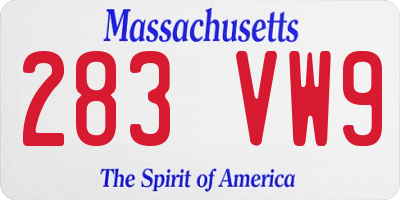 MA license plate 283VW9