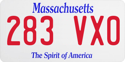 MA license plate 283VX0